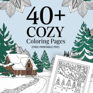 Preview of the free 40 Cozy Coloring Pages printable