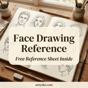Preview of the free Face Drawing Reference Sheet printable