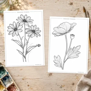 Preview of the free 23 Watercolor Flower Templates printable