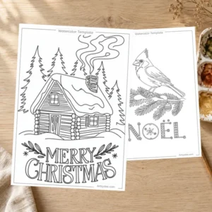 Preview of the free Christmas Card Art Templates printable