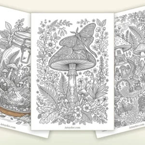 Preview of the free 55 Mushroom Coloring Pages printable