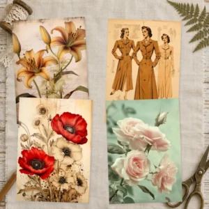 Preview of the free 90+ Vintage Journal Pages printable