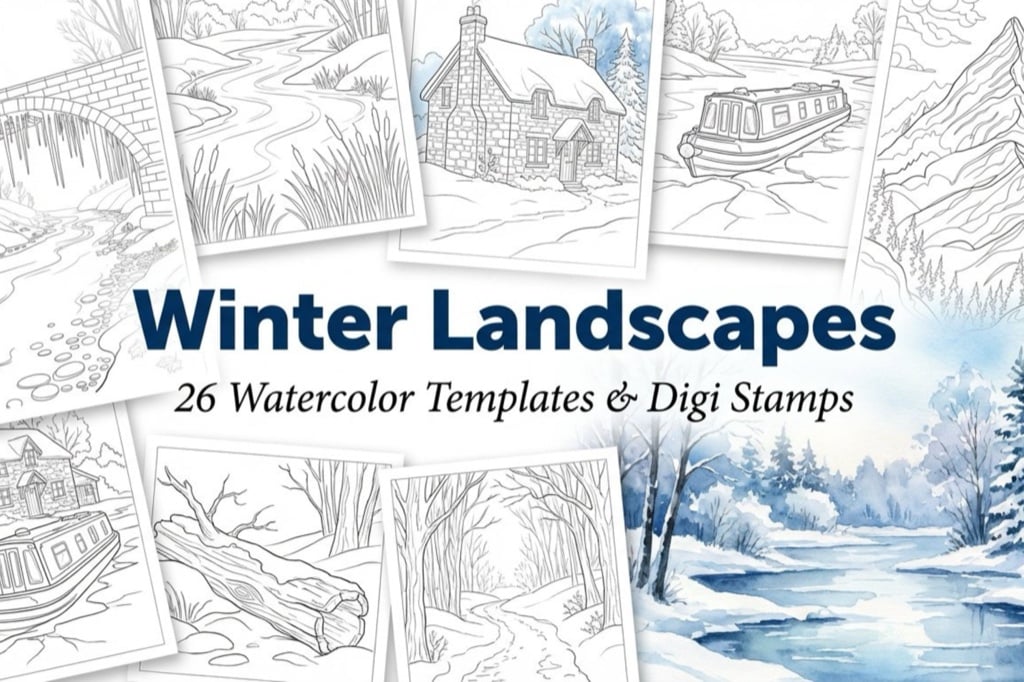 Winter Landscapes watercolor templates